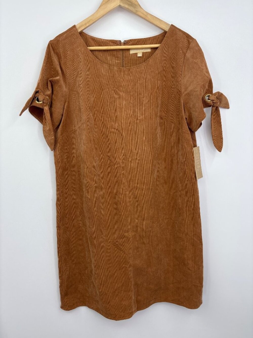 Hope & Harlow Short Sleeve Corduroy Shift Dress Brown Caramel Toffee Size 12 NEW